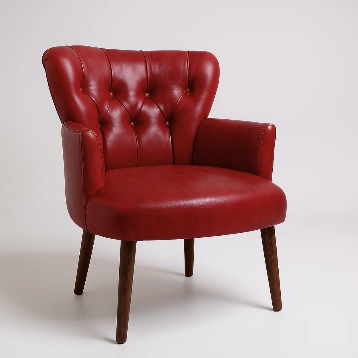 Roma - Deri Kumaş - Modern Berjer Koltuk - Kırmızı