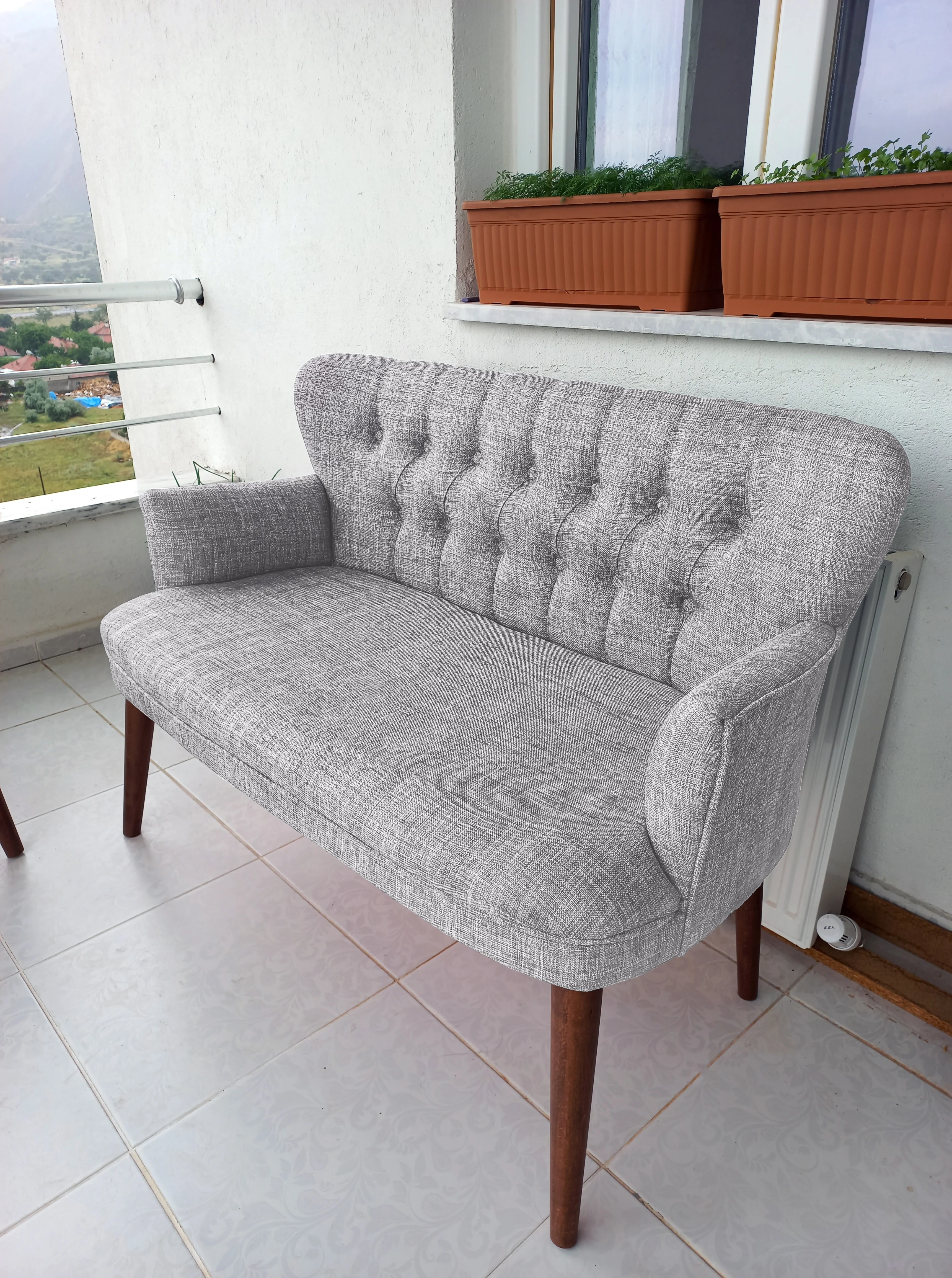 Çay Seti Koltuk Takımı - Keten Kumaş - Modern 2+1+1 - Krem