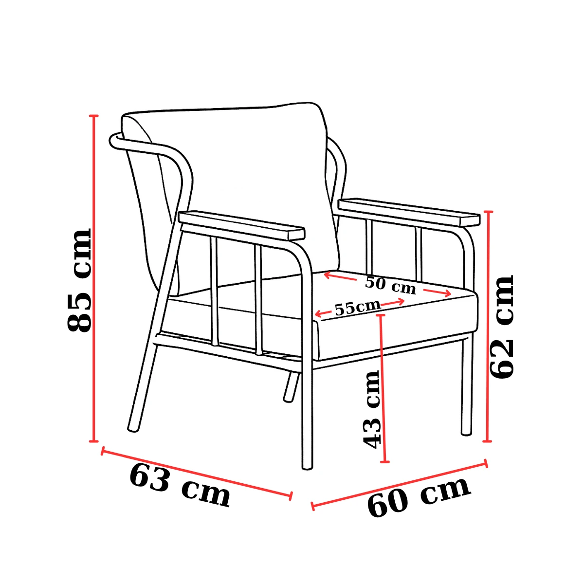Paris Ahşap Kollu Modern Bahçe Balkon Salon Oturma Grubu Takımı - Yeşil