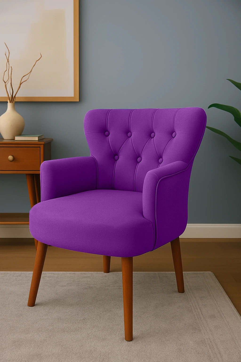 Roma - Babyface Kumaş - Modern Berjer Koltuk - Mor