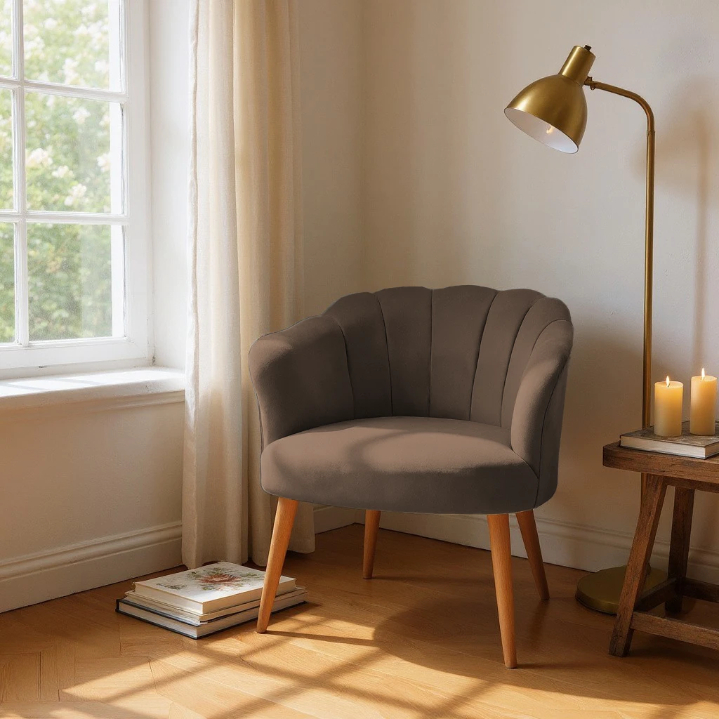 Papatya Babyface Kumaş Modern Berjer Koltuk - Kahverengi