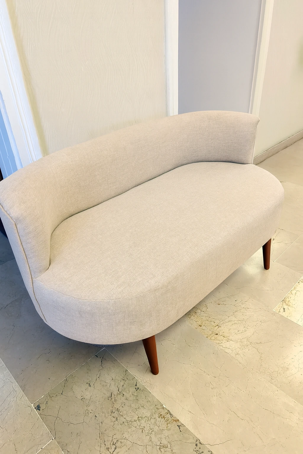 Sydney Modern Çay Seti Koltuk Takımı | Modern İskandinav Tarzı | Keten Kumaş | Krem