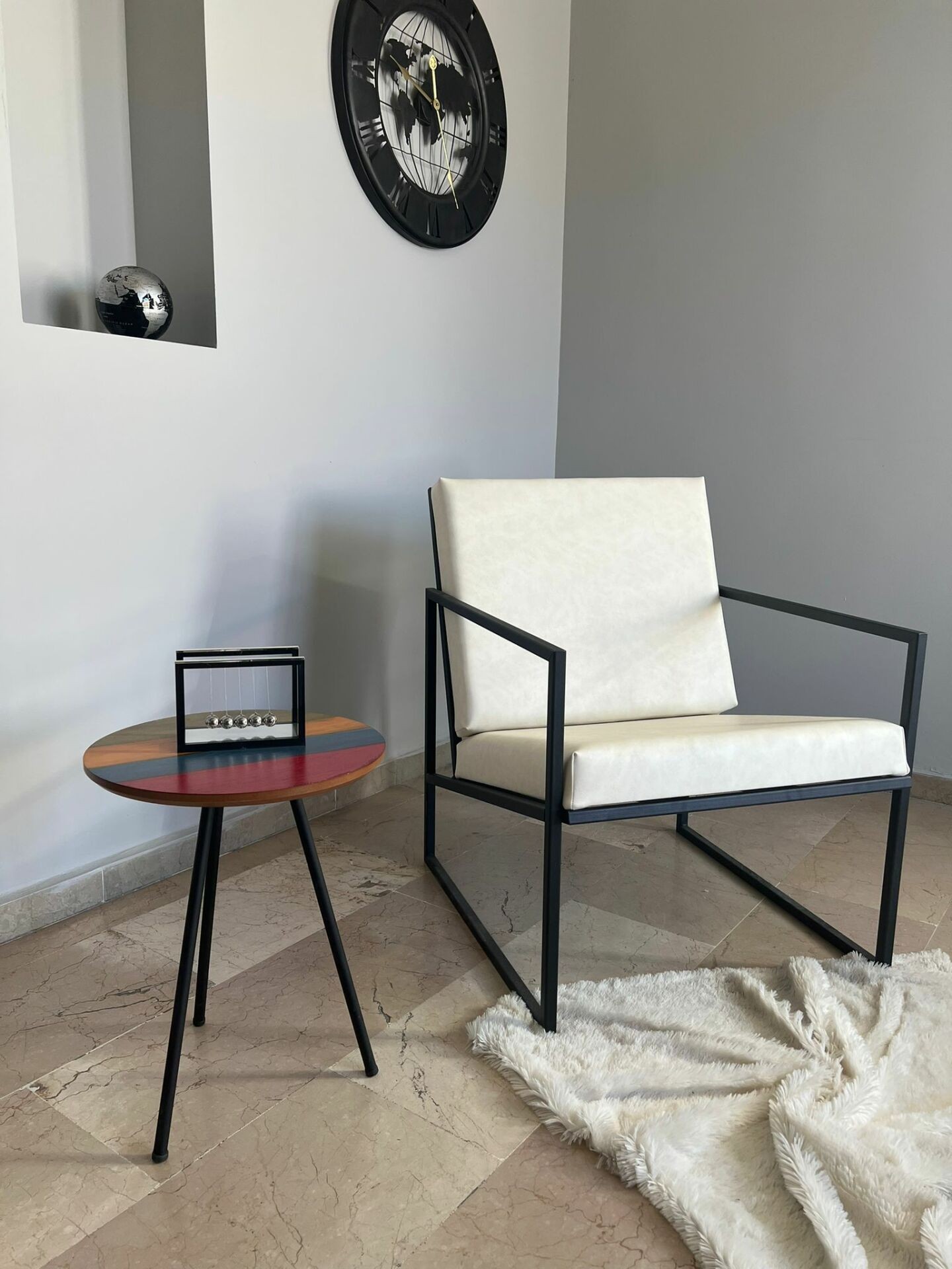 Metal Berjer, Balkon, Bahçe, Ofis Tekli Koltuk, Deri