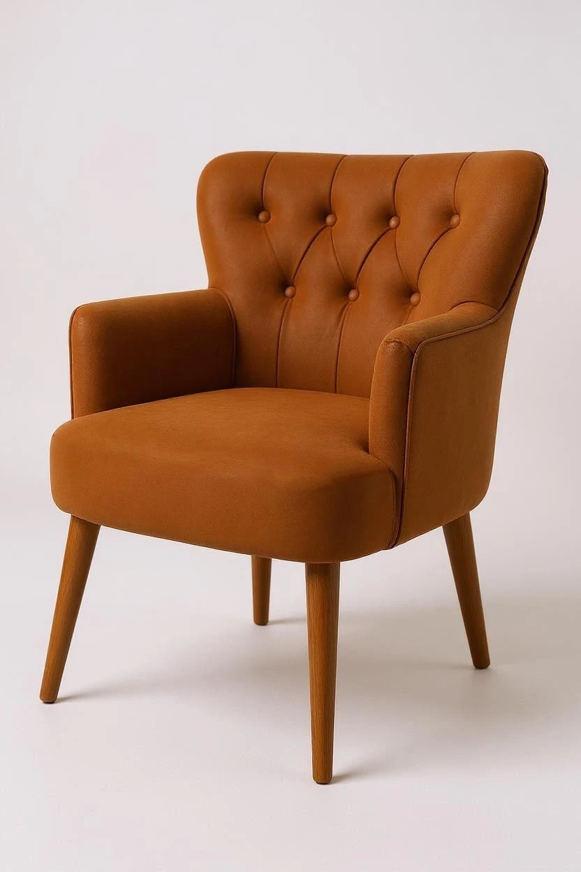 Roma - Babyface Kumaş - Modern Berjer Koltuk - Bakır