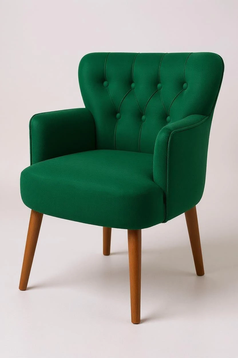 Roma - Babyface Kumaş - Modern Berjer Koltuk - Yeşil