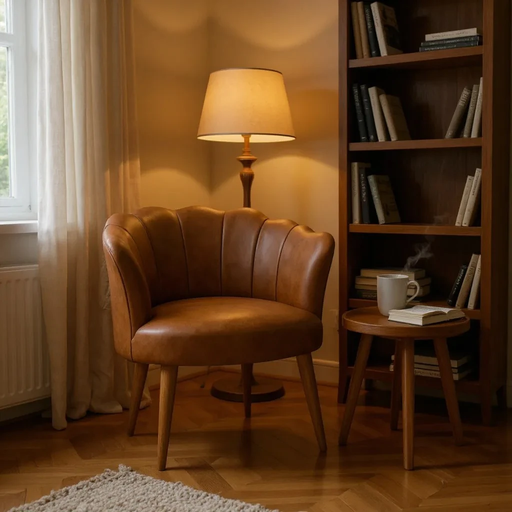 Papatya Deri Kumaş Modern Berjer Koltuk - Taba