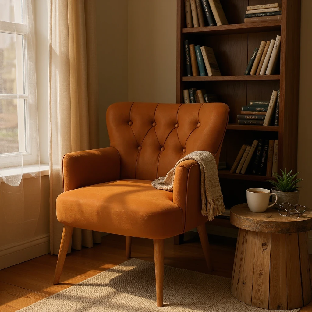 Roma - Babyface Kumaş - Modern Berjer Koltuk - Bakır