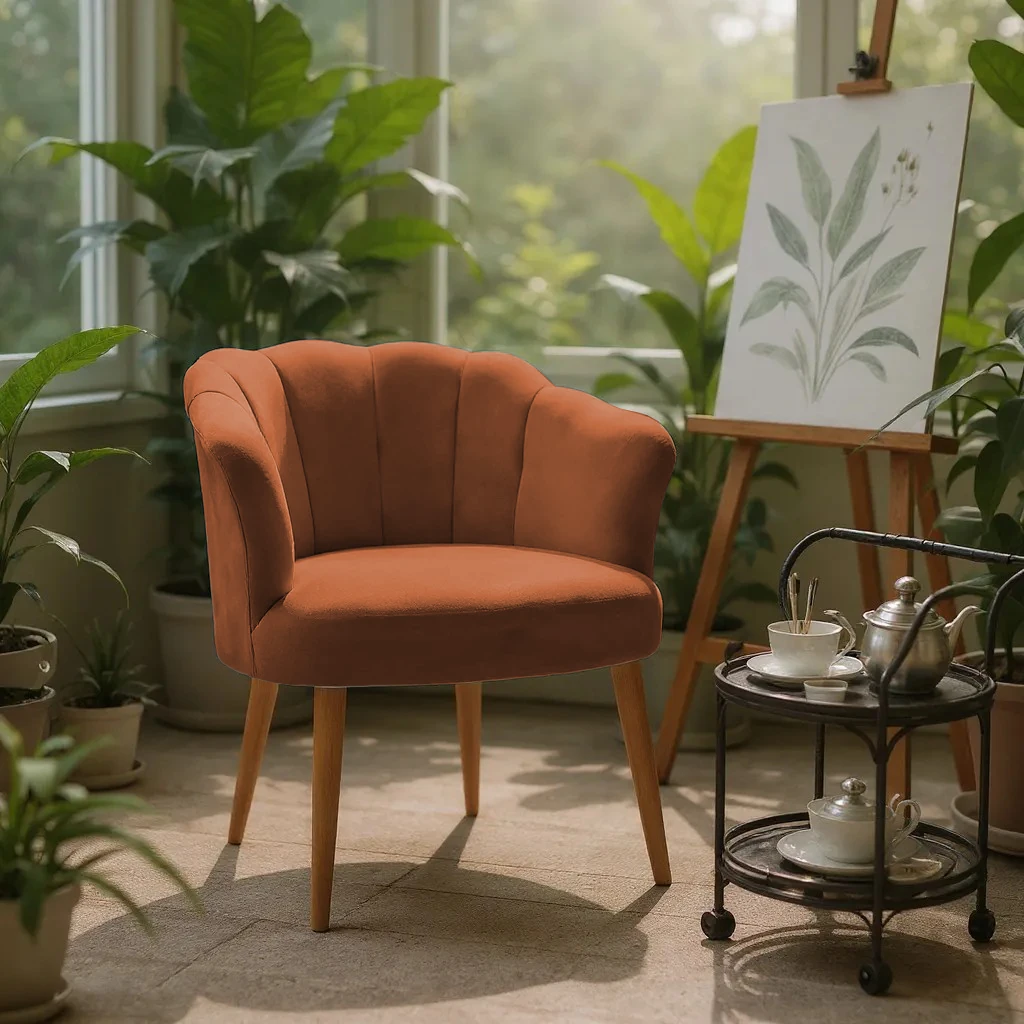 Papatya Babyface Kumaş Modern Berjer Koltuk - Bakır