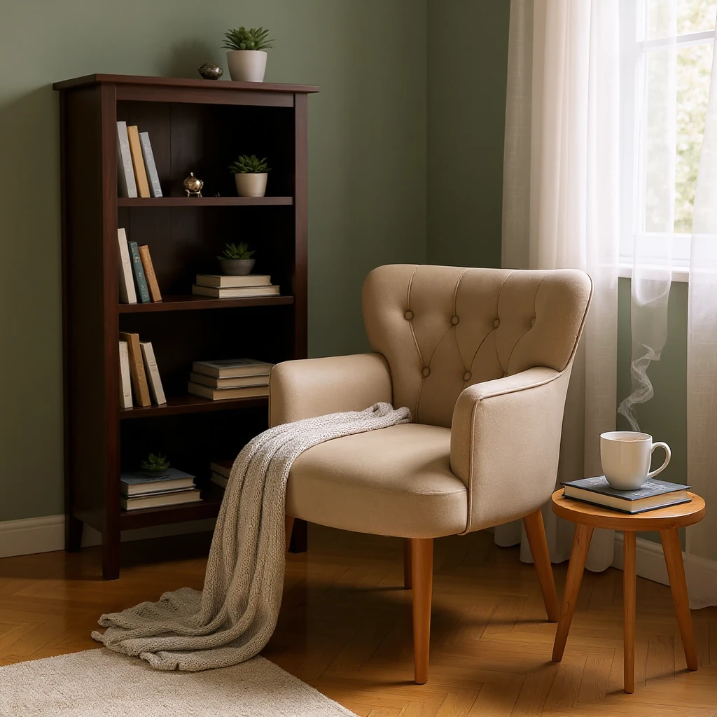 Roma - Babyface Kumaş - Modern Berjer Koltuk - Vizon