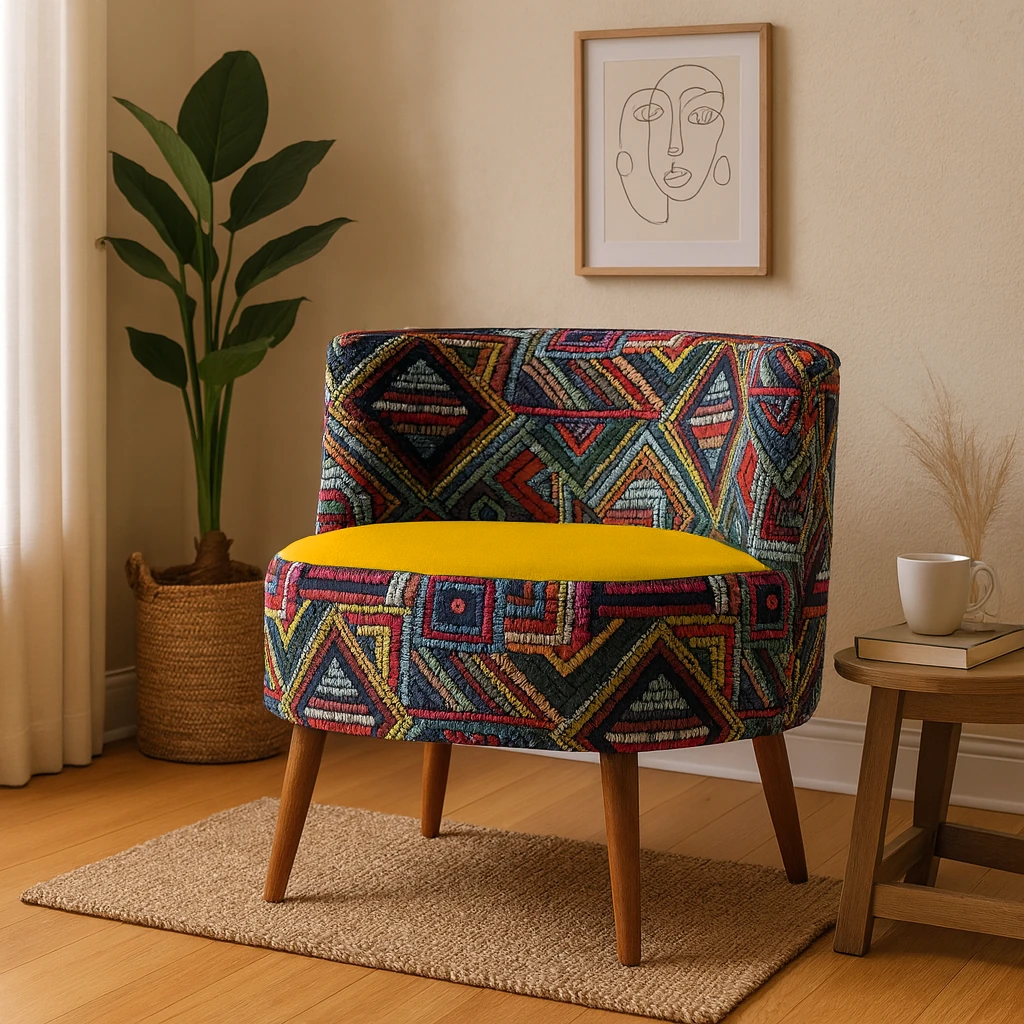 Sydney Dijital Baskı Kumaş Modern Berjer - Sarı