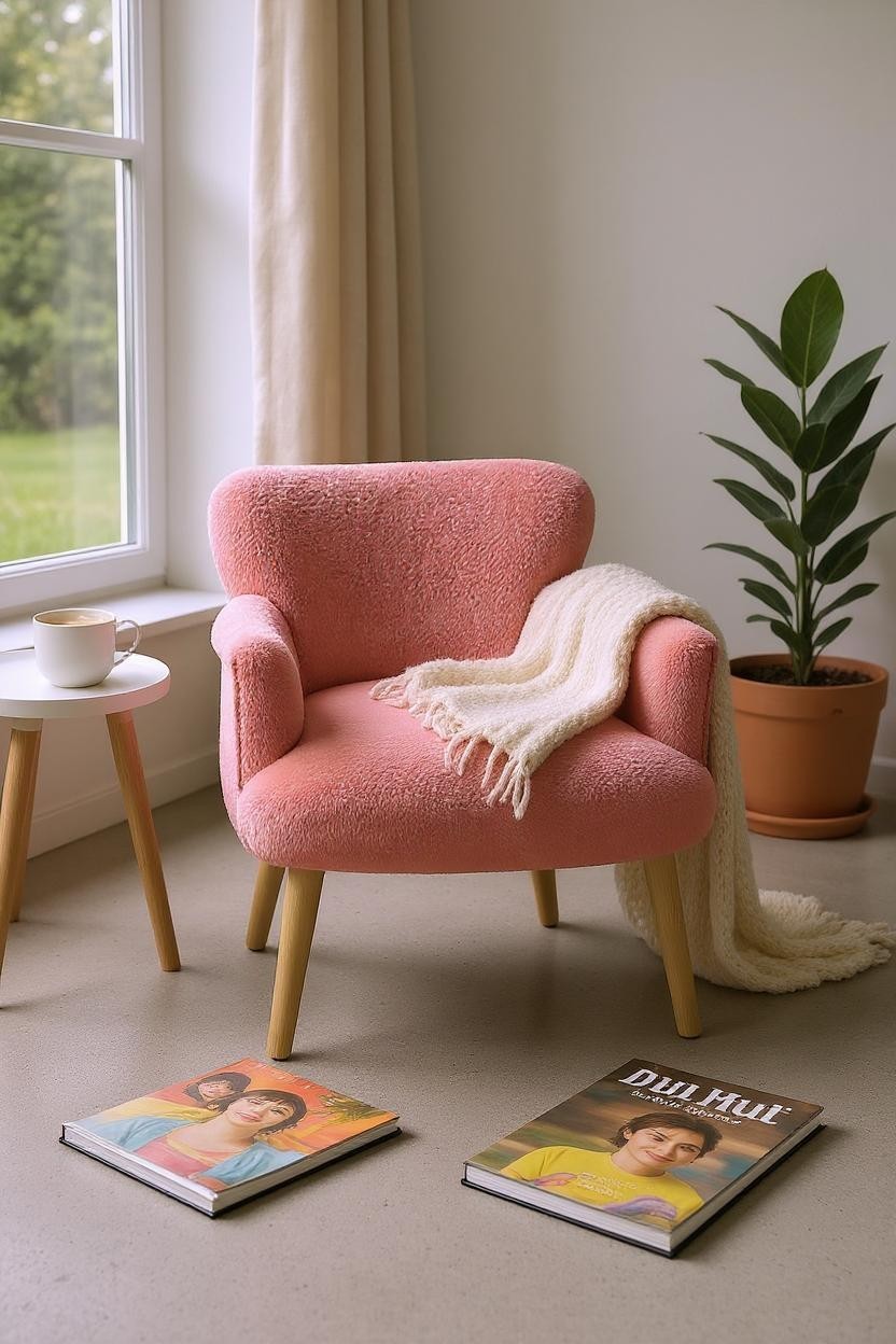 Roma - Welsoft Kumaş Berjer Koltuk - Modern Şık - Somon