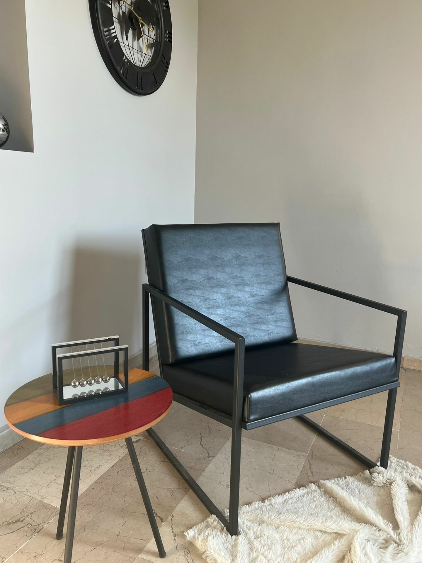 Metal Berjer, Balkon, Bahçe, Ofis Tekli Koltuk, Deri