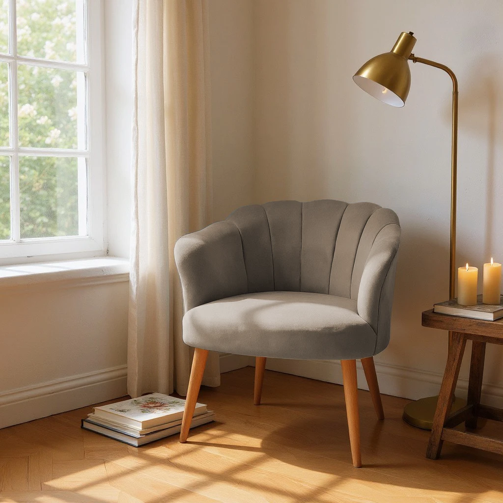 Papatya Babyface Kumaş Modern Berjer Koltuk - Vizon