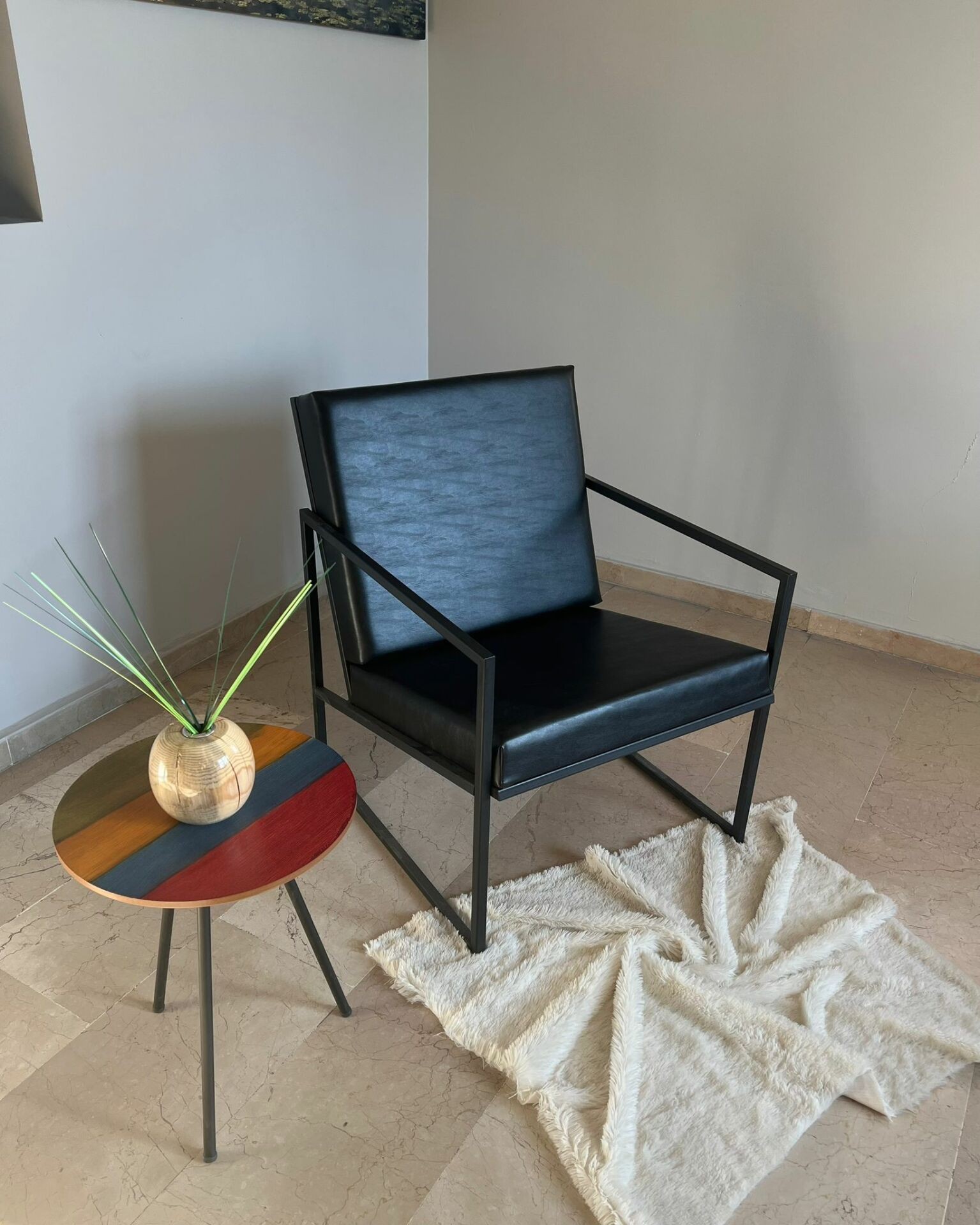 Metal Berjer, Balkon, Bahçe, Ofis Tekli Koltuk, Deri