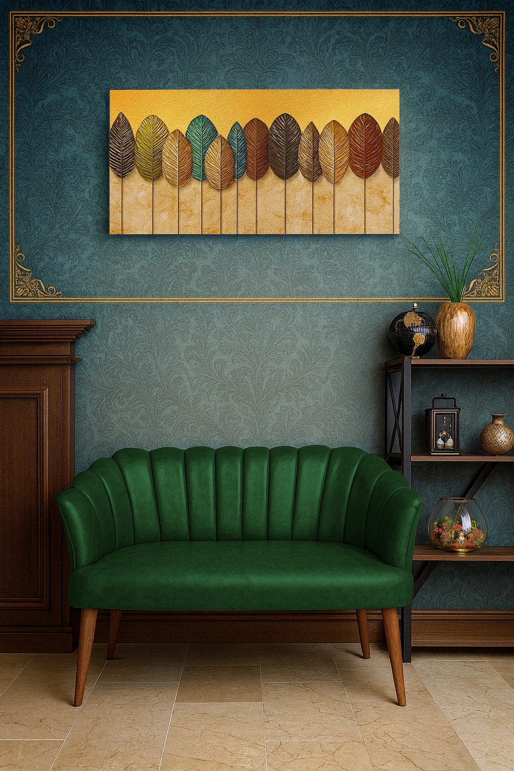 Papatya İkili Koltuk Deri – Modern Ofis, Kuaför ve Ev Koltuğu - Yeşil