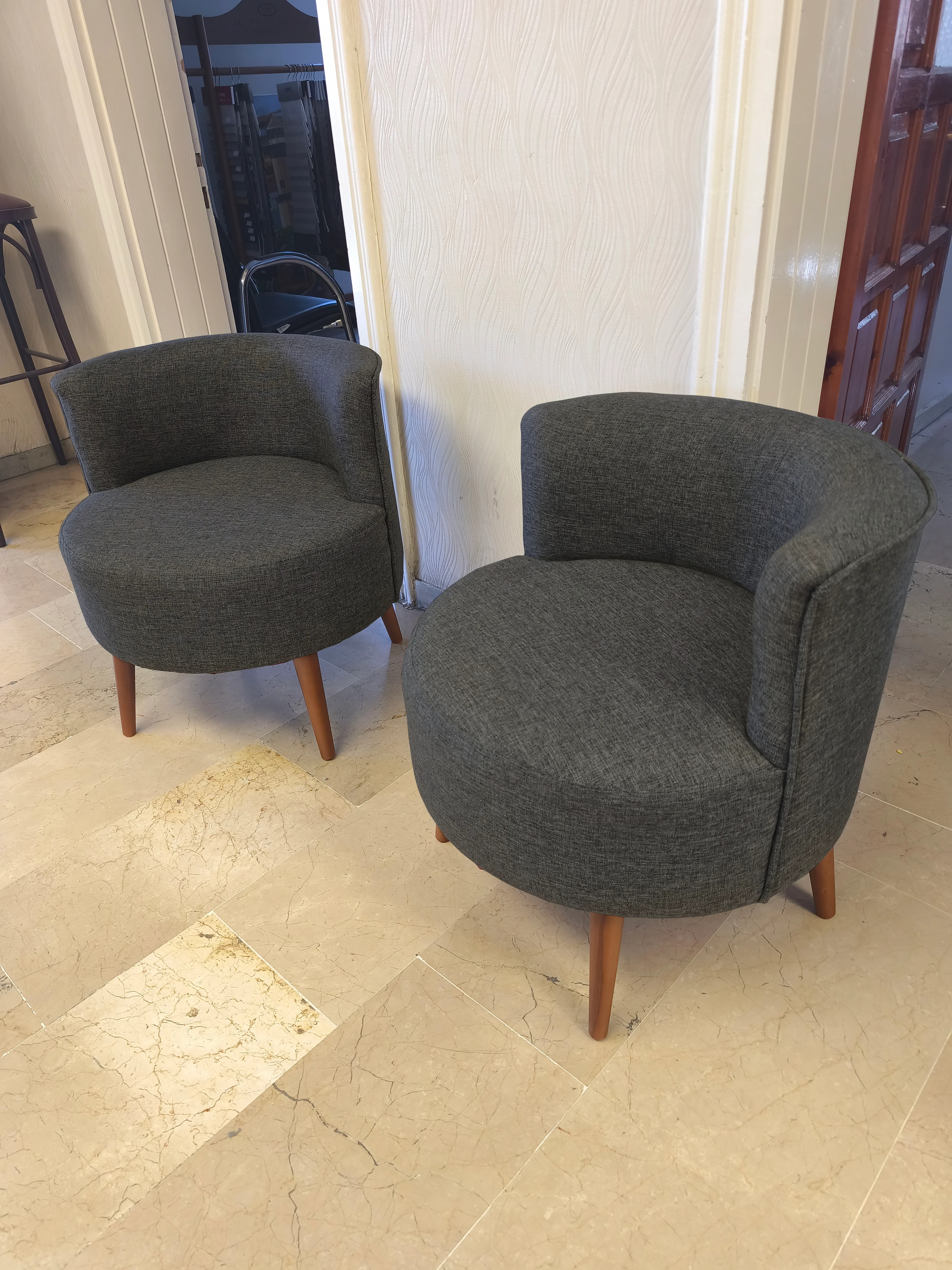 Sydney Modern Çay Seti Koltuk Takımı | Modern İskandinav Tarzı | Keten Kumaş | Füme Gri