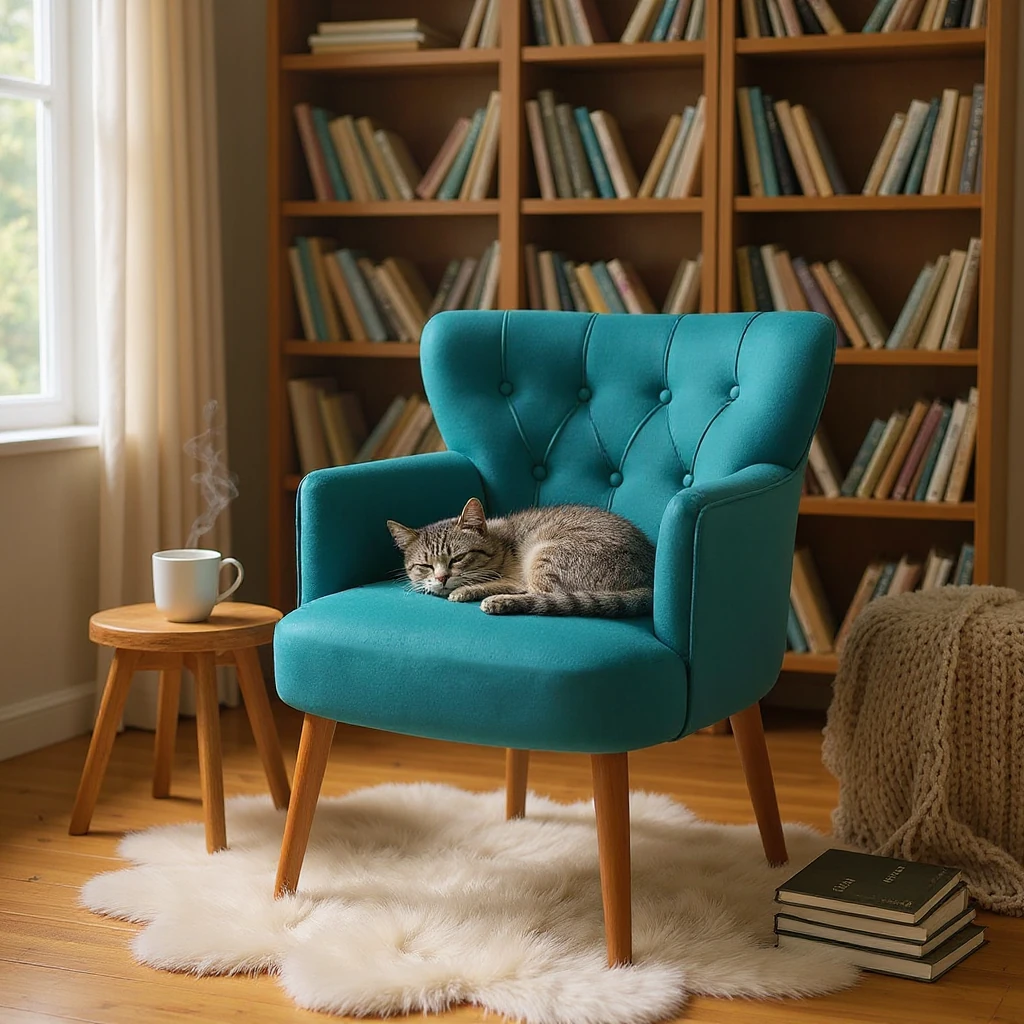 Roma - Babyface Kumaş - Modern Berjer Koltuk - Petrol Mavisi