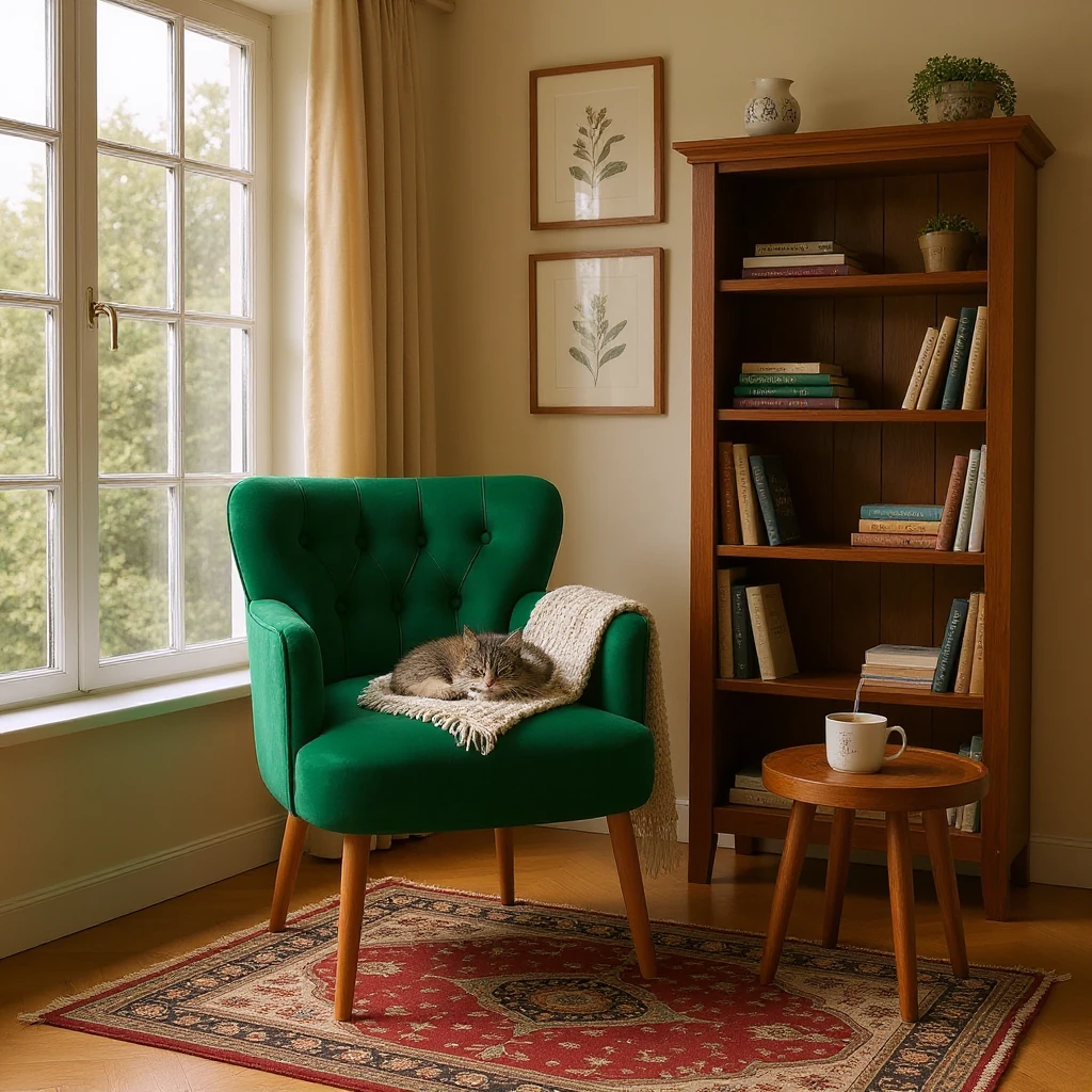 Roma - Babyface Kumaş - Modern Berjer Koltuk - Yeşil