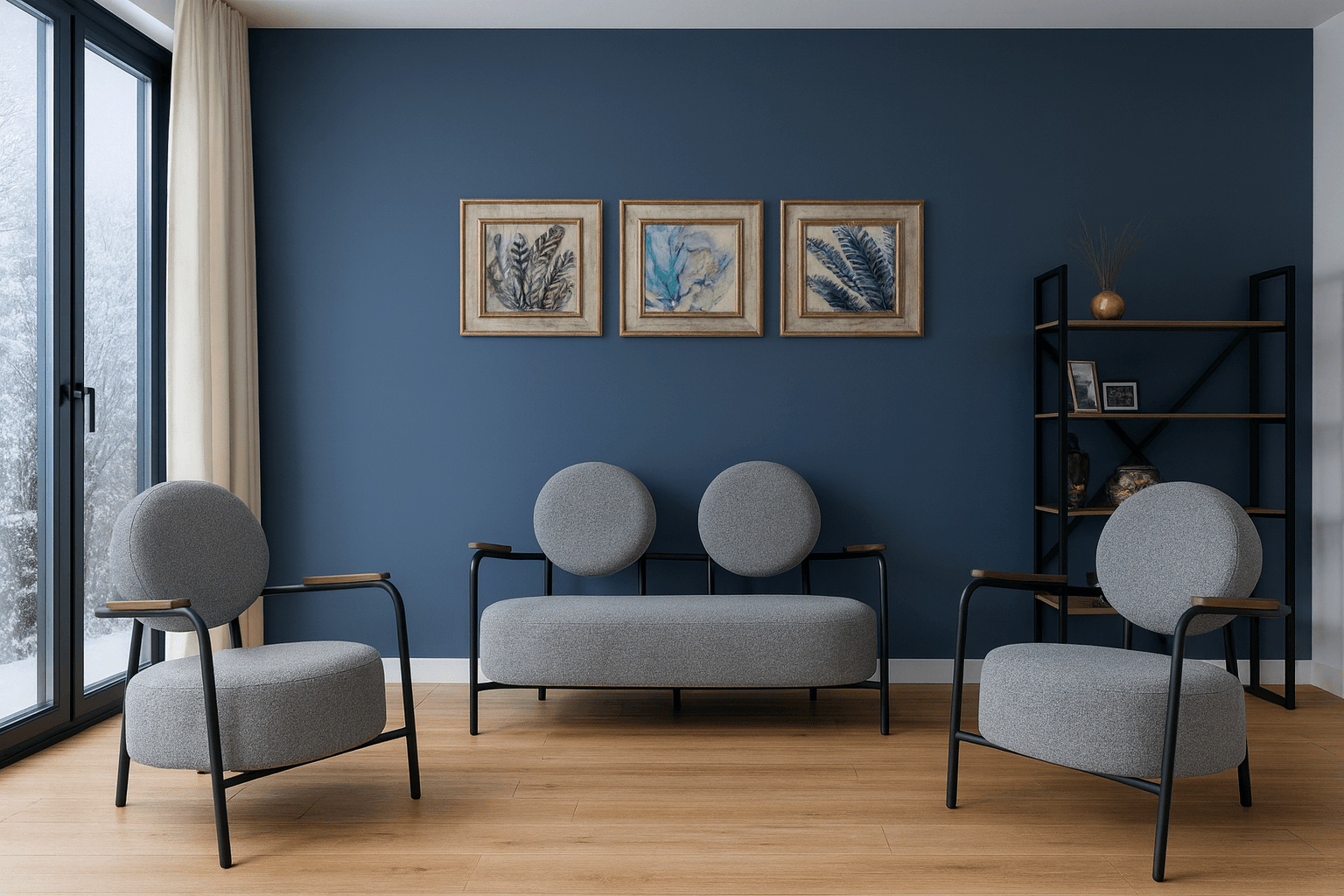 Venüs Modern Koltuk Takımı | Buklet Kumaş | Ofis ve Ev Kullanımı | Kırçıllı Gri