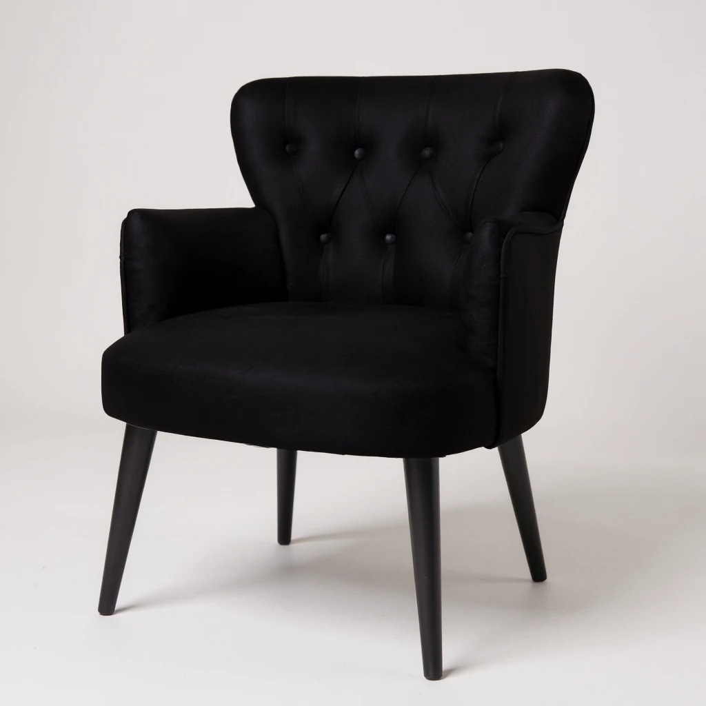 Roma - Babyface Kumaş - Modern Berjer Koltuk - Siyah