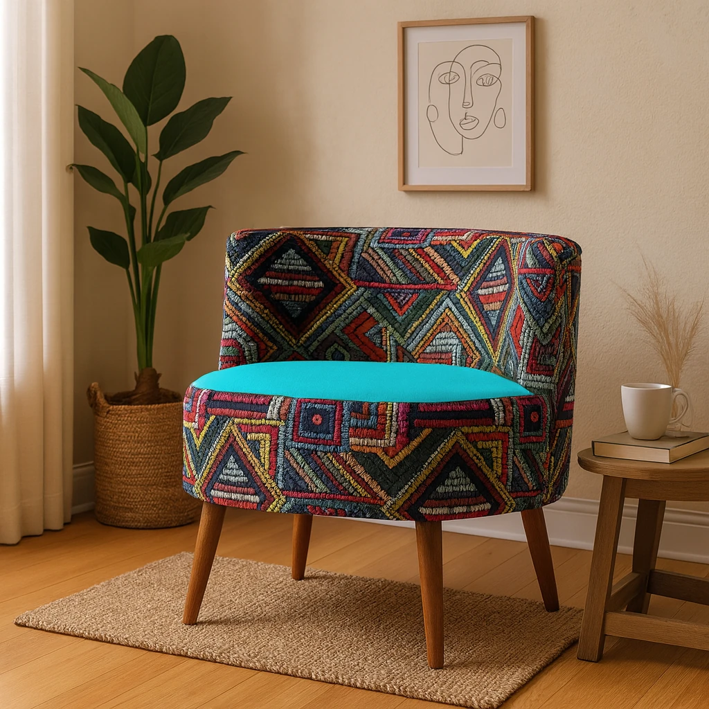 Sydney Dijital Baskı Kumaş Modern Berjer - Turkuaz