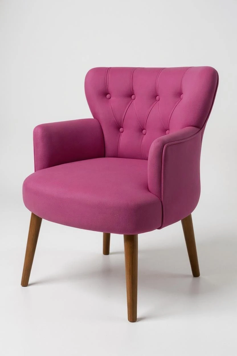 Roma - Babyface Kumaş - Modern Berjer Koltuk - Fuşya