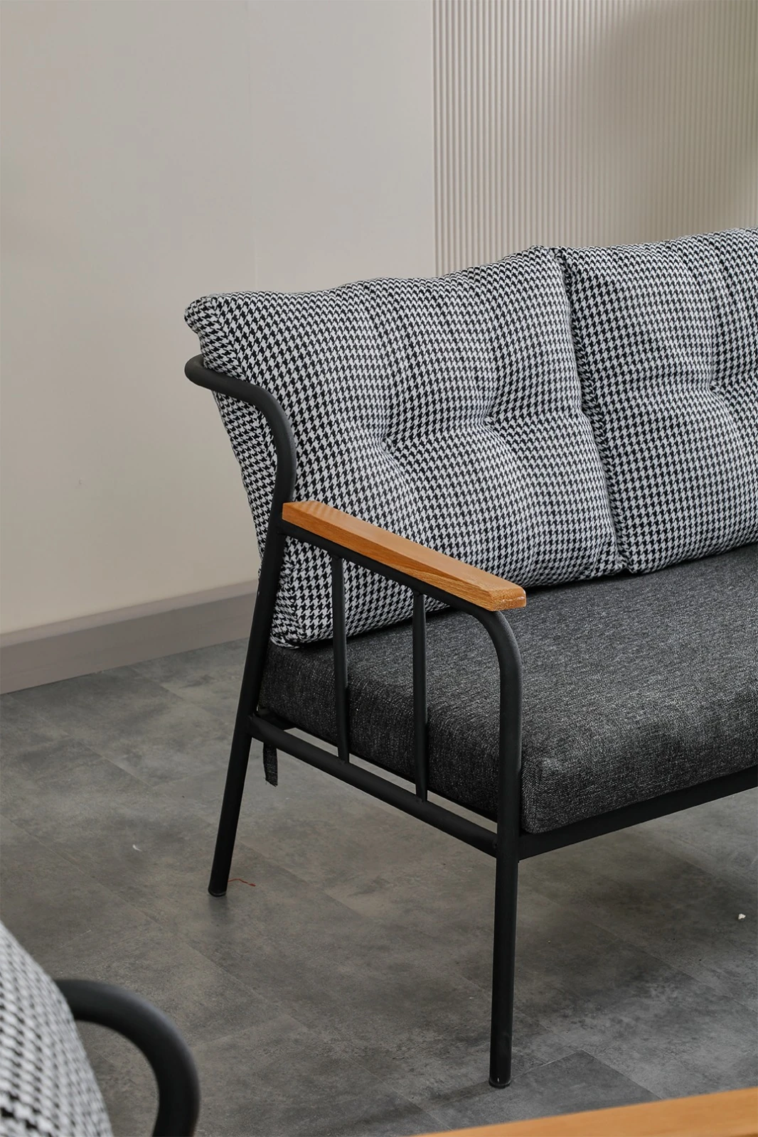 Paris Ahşap Kollu Modern Bahçe Balkon Salon Oturma Grubu Takımı 