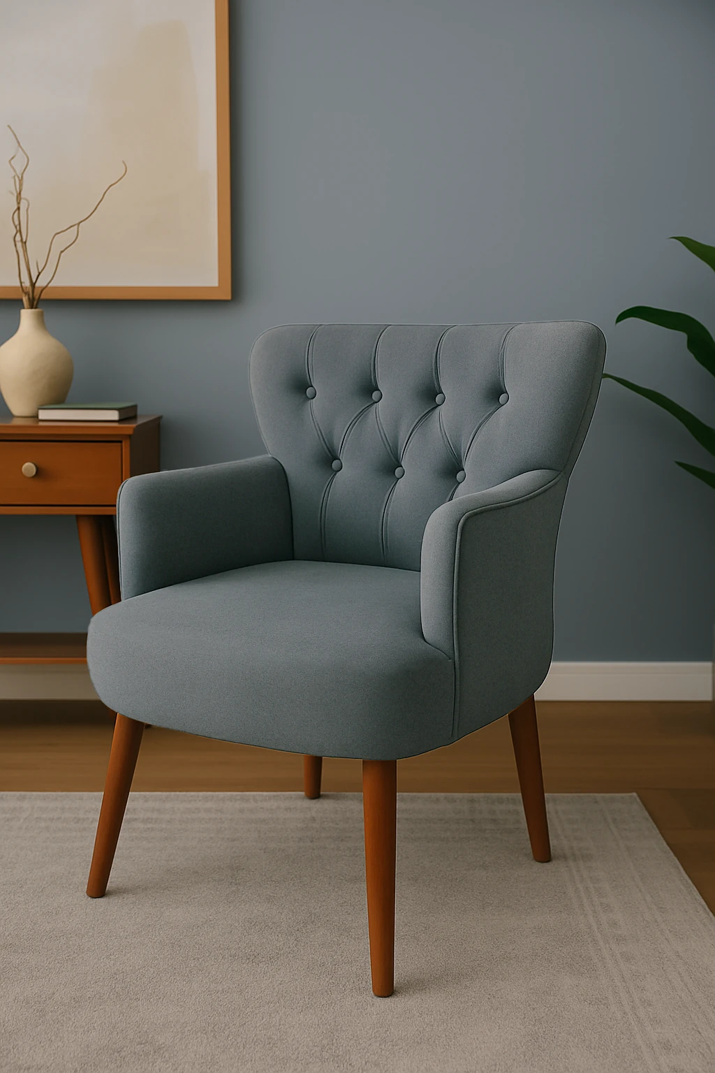 Roma - Babyface Kumaş - Modern Berjer Koltuk - Gri