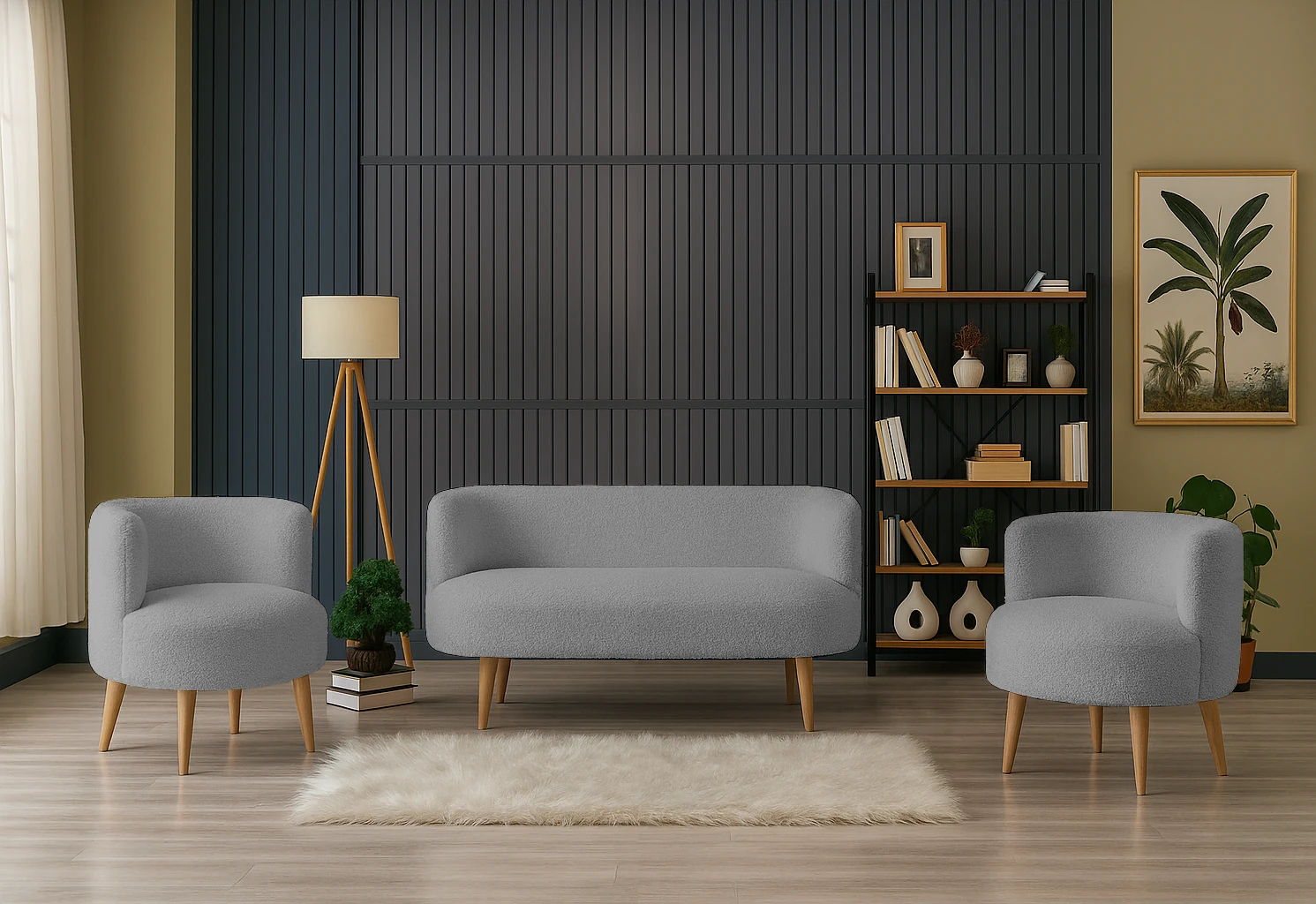 Sydney Modern Koltuk Takımı | Modern İskandinav Tarzı | Welsoft Yumuşak Kumaş | Gri