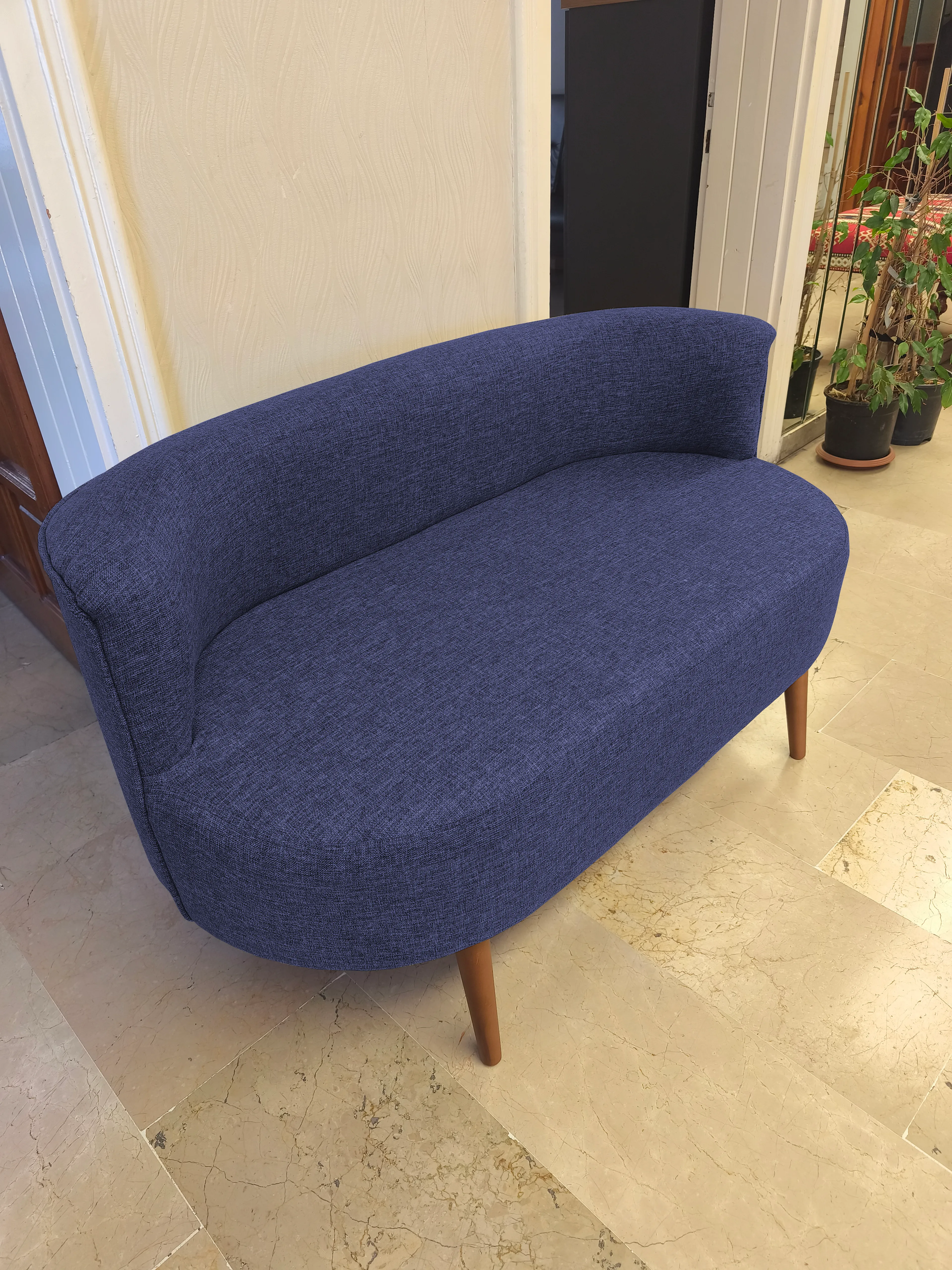 Sydney Modern Çay Seti Koltuk Takımı | Modern İskandinav Tarzı | Keten Kumaş | Mavi