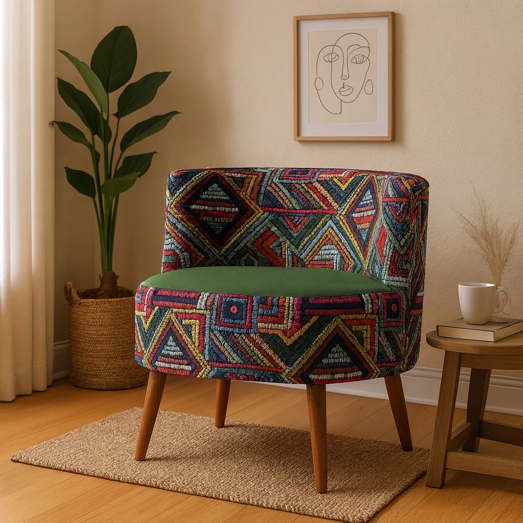 Sydney Dijital Baskı Kumaş Modern Berjer - Yeşil