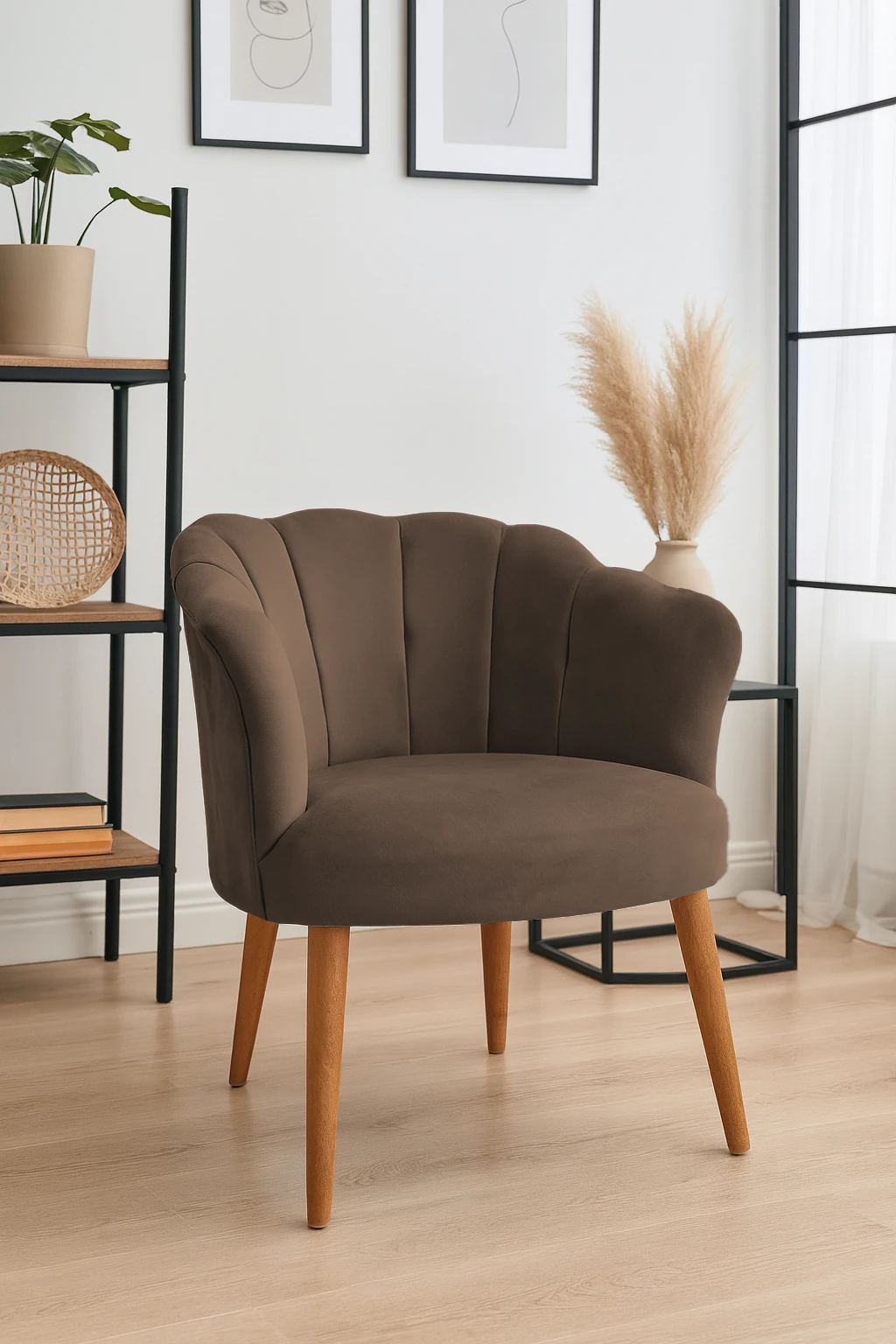 Papatya Babyface Kumaş Modern Berjer Koltuk - Kahverengi