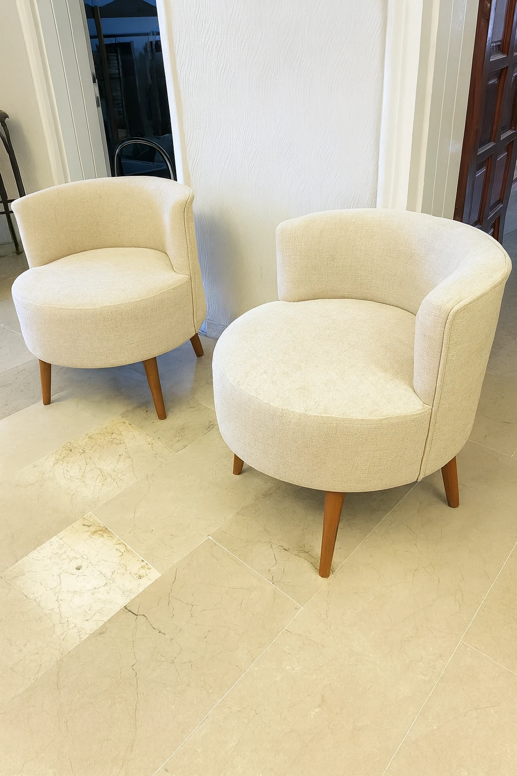 Sydney Modern Çay Seti Koltuk Takımı | Modern İskandinav Tarzı | Keten Kumaş | Krem