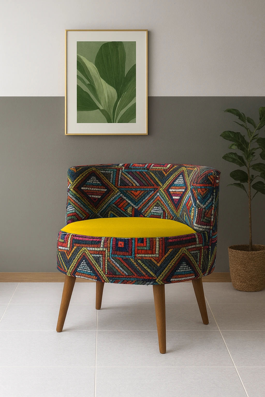 Sydney Dijital Baskı Kumaş Modern Berjer - Sarı