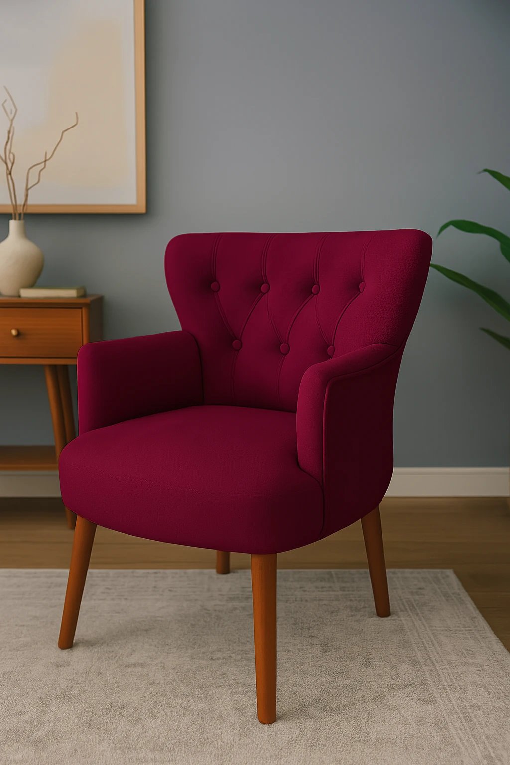 Roma - Babyface Kumaş - Modern Berjer Koltuk - Bordo