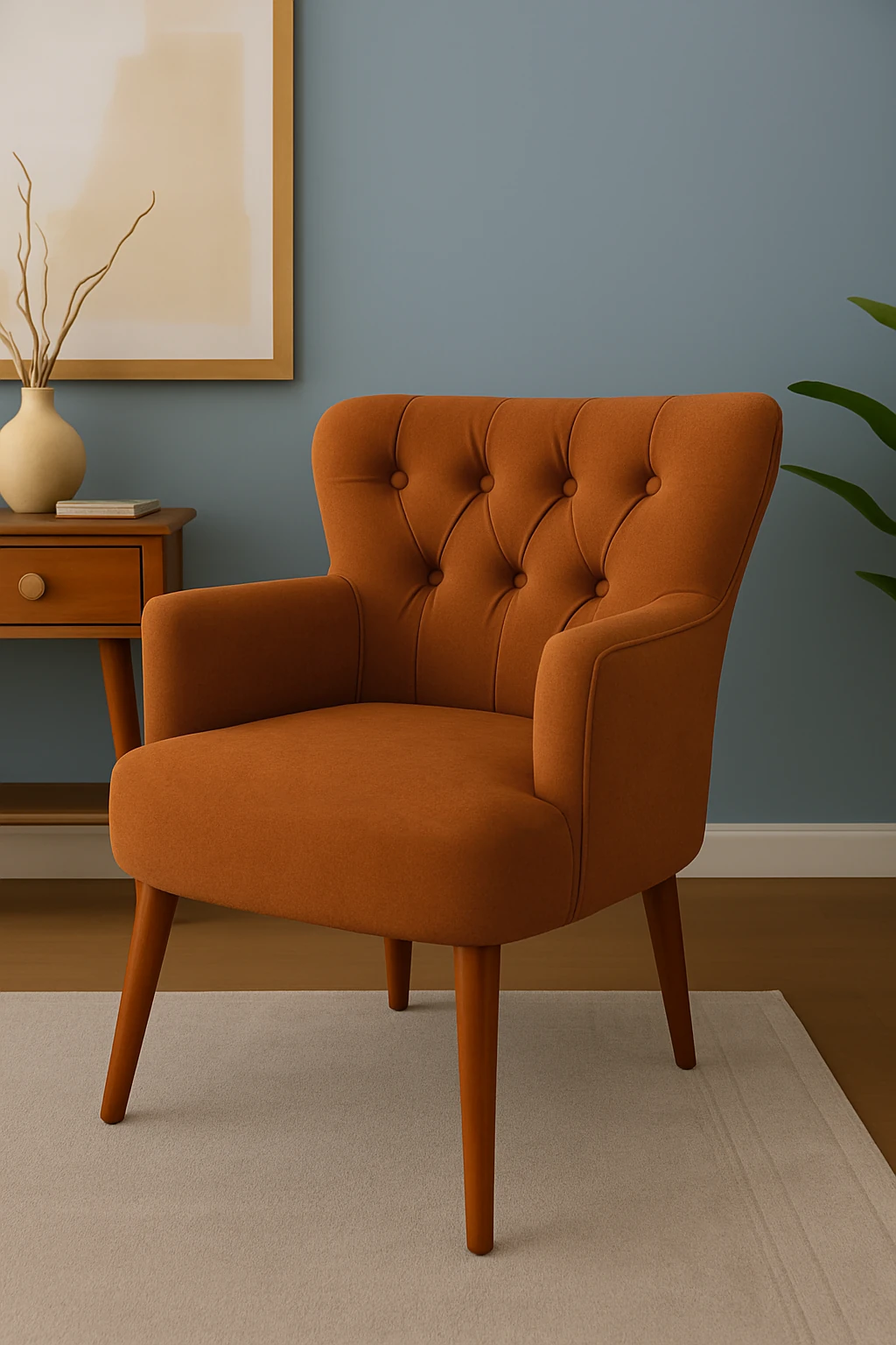 Roma - Babyface Kumaş - Modern Berjer Koltuk - Bakır