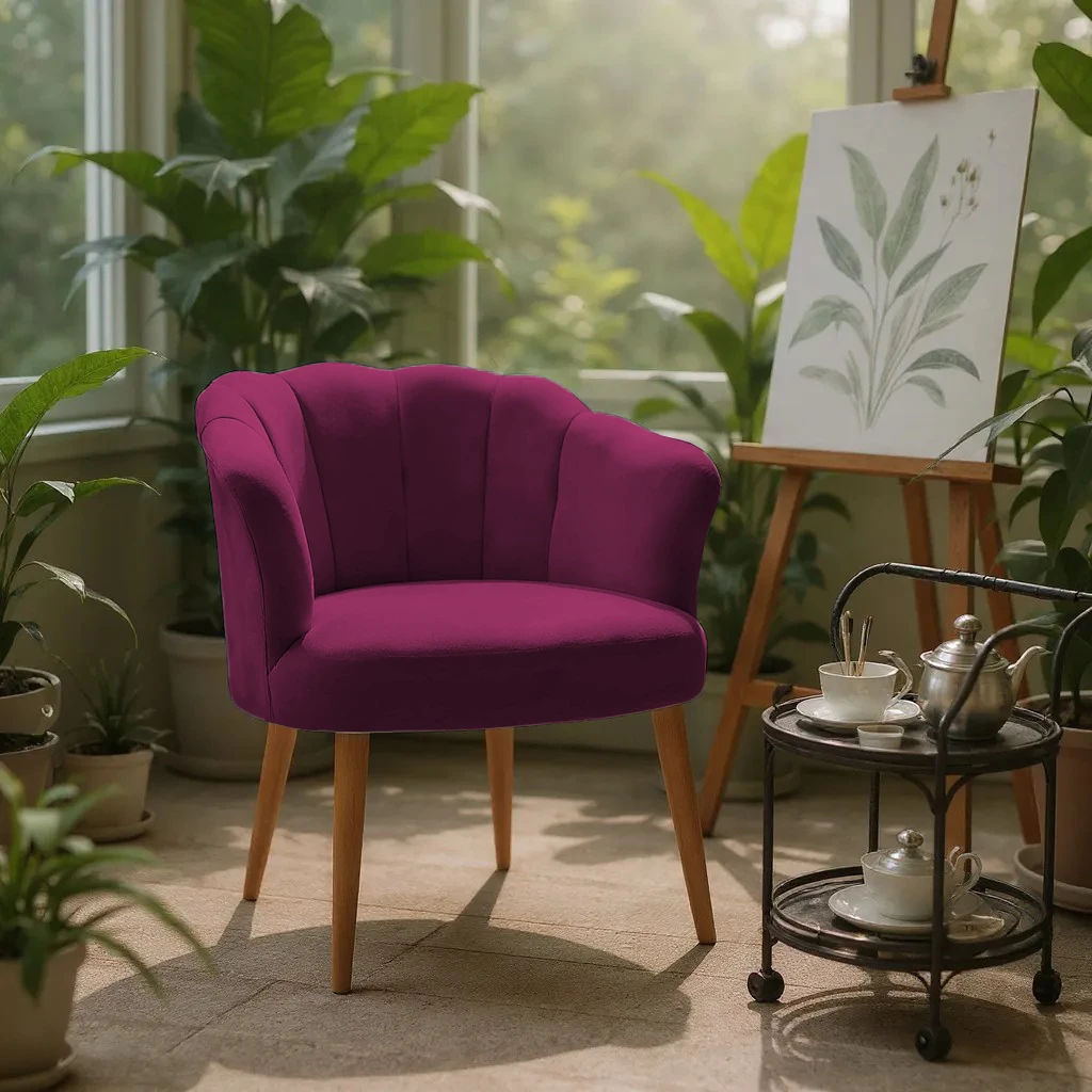 Papatya Babyface Kumaş Modern Berjer Koltuk - Bordo