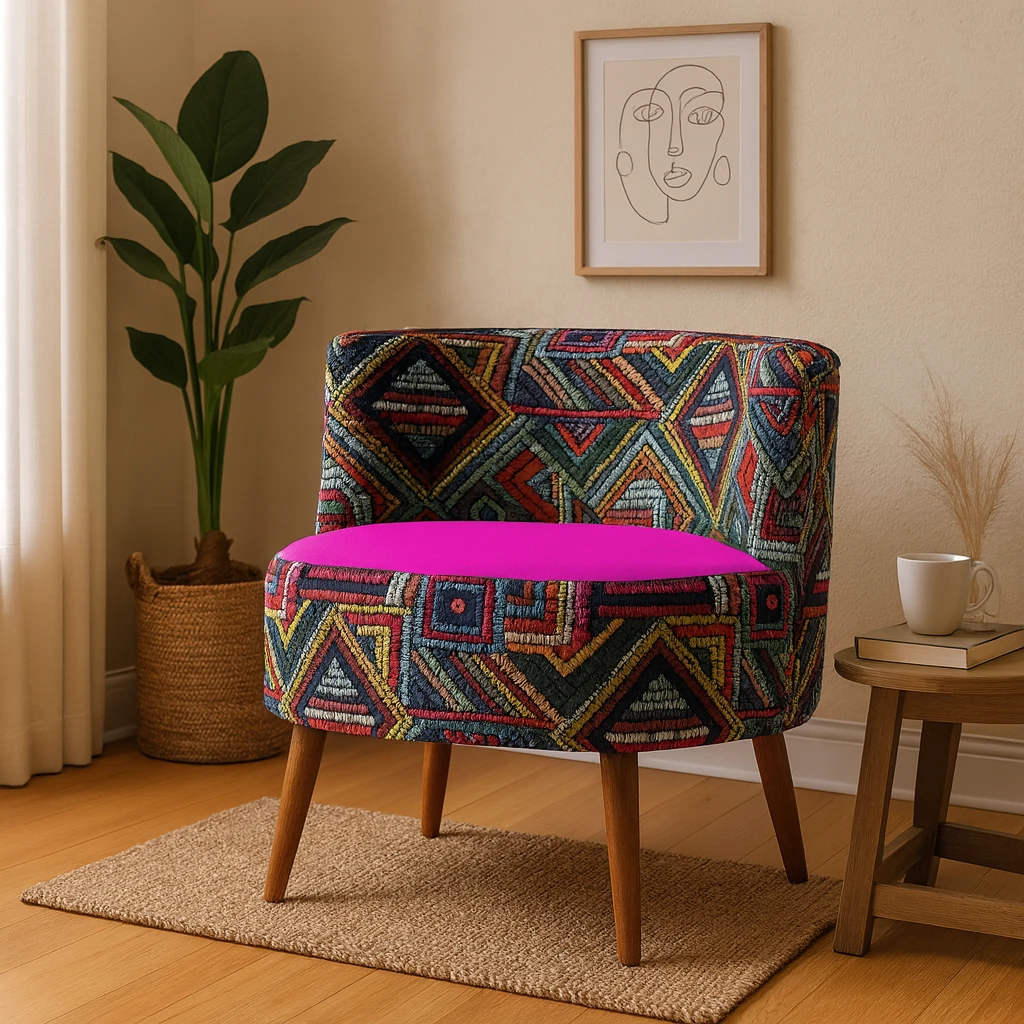 Sydney Dijital Baskı Kumaş Modern Berjer - Fuşya