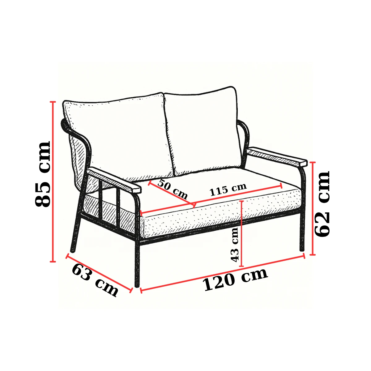 Paris Ahşap Kollu Modern Bahçe Balkon Salon Oturma Grubu Takımı 