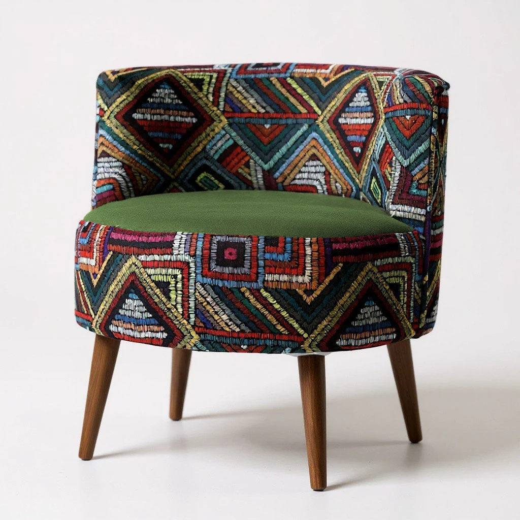 Sydney Dijital Baskı Kumaş Modern Berjer - Yeşil