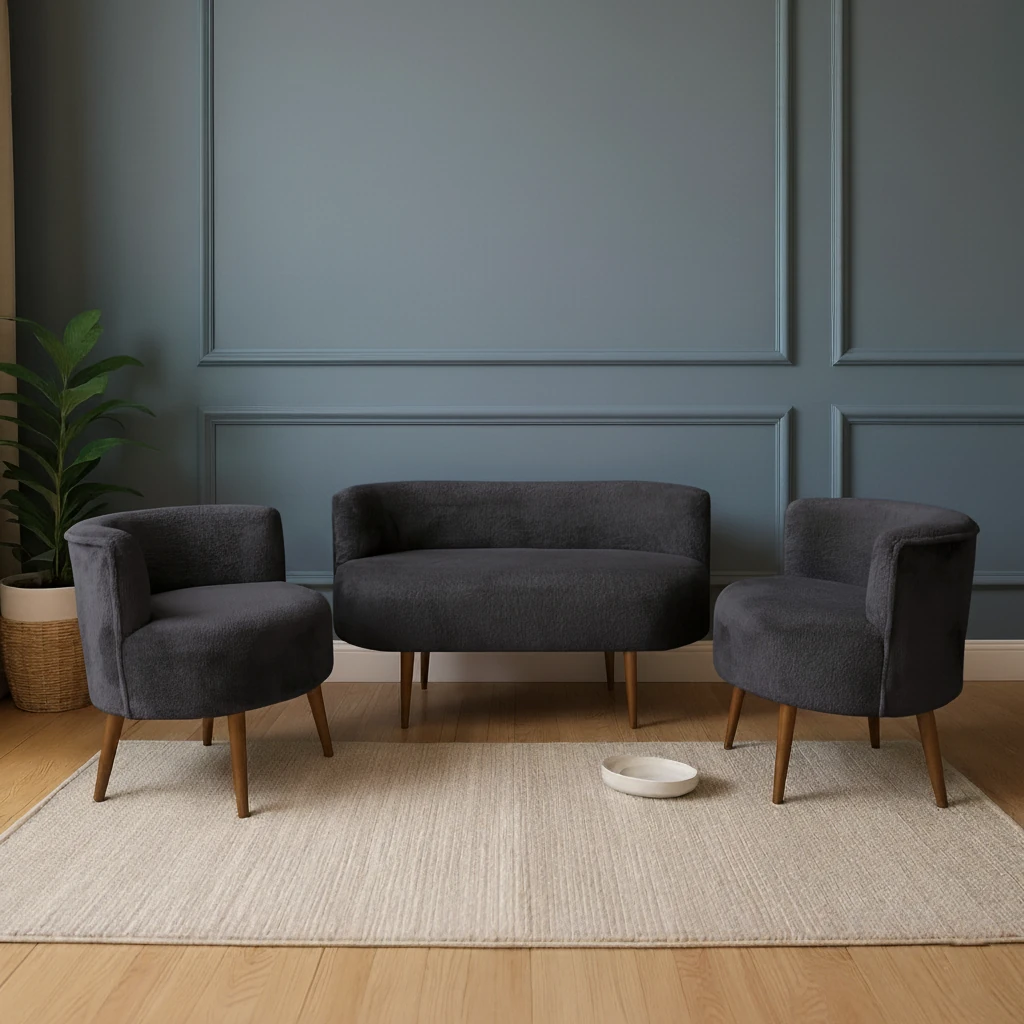 Sydney Modern Koltuk Takımı | Modern İskandinav Tarzı | Welsoft Yumuşak Kumaş | Antrasit