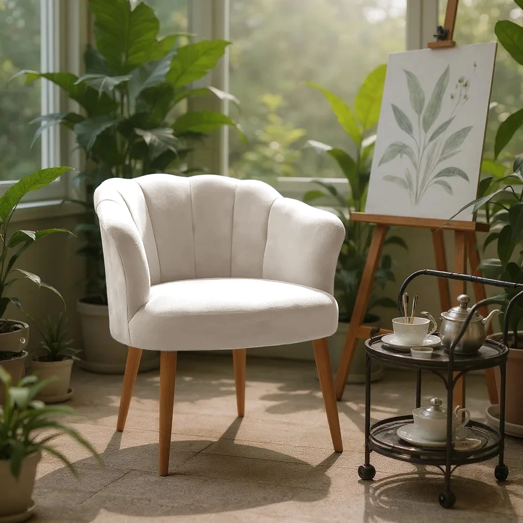 Papatya Babyface Kumaş Modern Berjer Koltuk - Krem