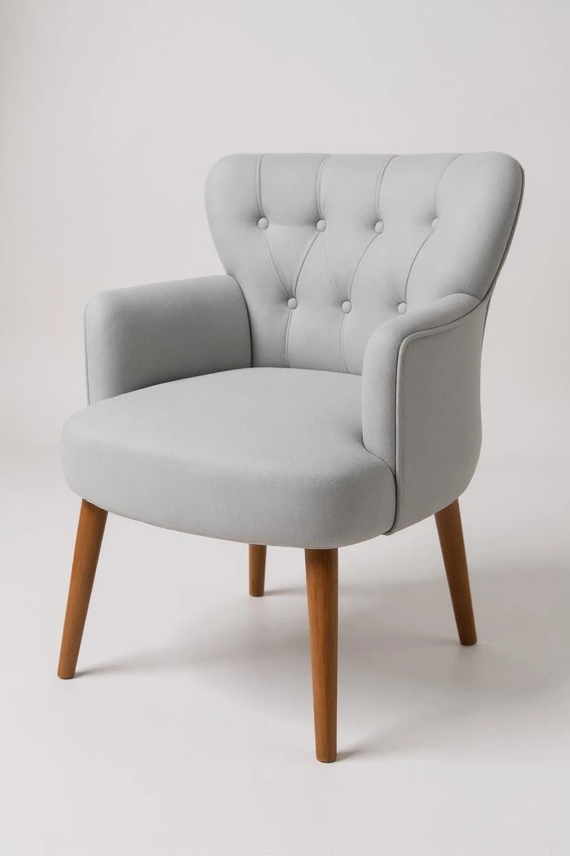 Roma - Babyface Kumaş - Modern Berjer Koltuk - Gümüş