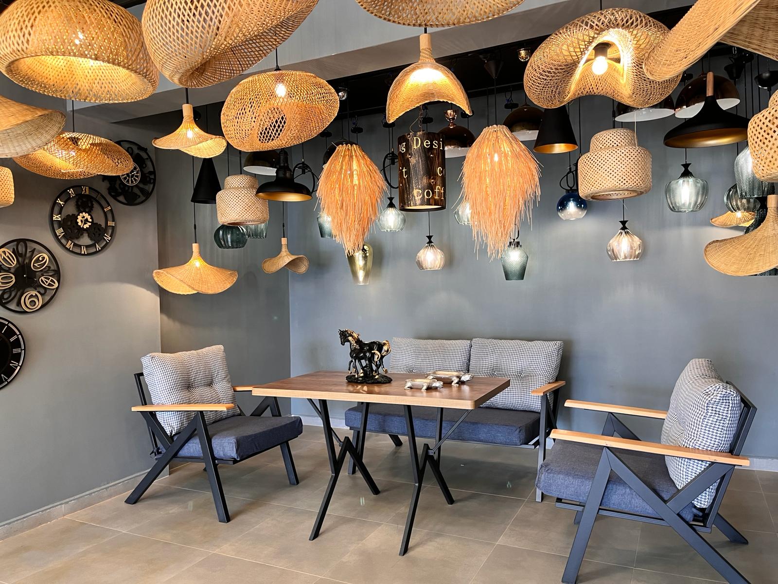 Venedik Ahşap Kollu Modern Bahçe Balkon Salon Oturma Grubu Takımı - Mavi Gri