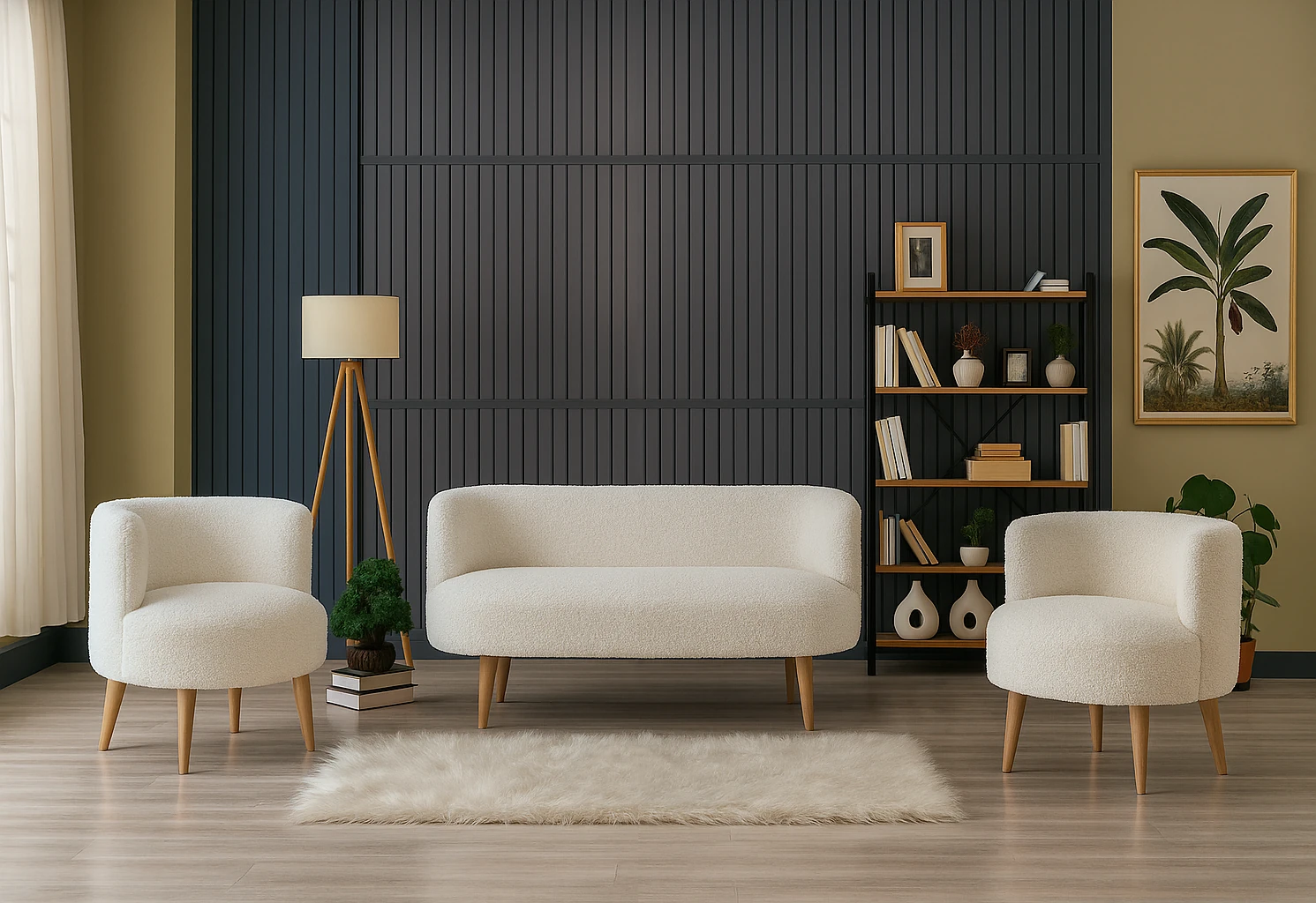 Sydney Modern Koltuk Takımı | Modern İskandinav Tarzı | Welsoft Yumuşak Kumaş | Krem