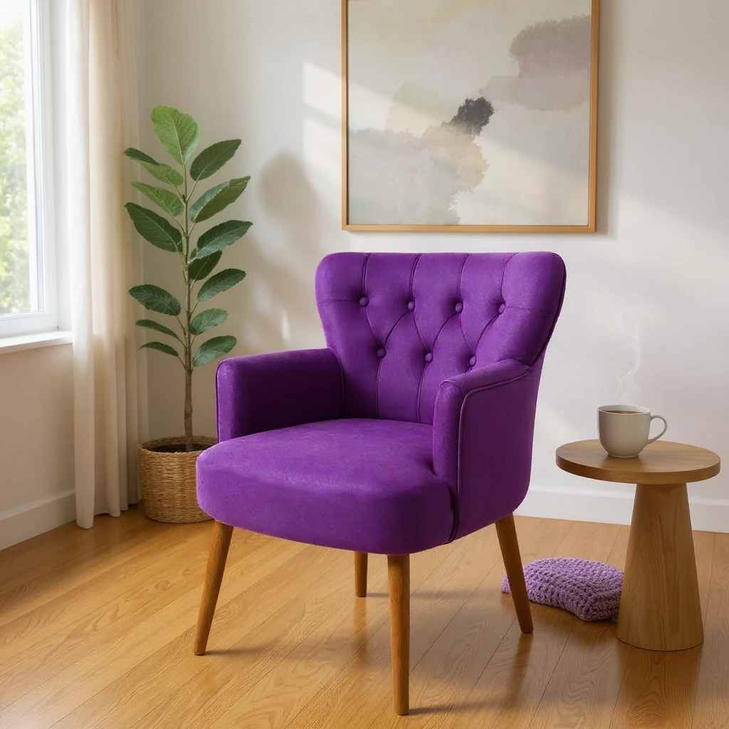Roma - Babyface Kumaş - Modern Berjer Koltuk - Mor