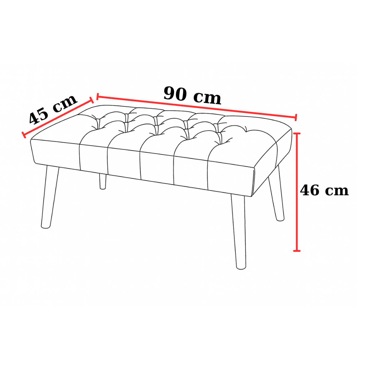 Azra Mobilya Deri Kapitone Bank | 90x45 cm Modern Bench Oturma Pufu - Yeşil