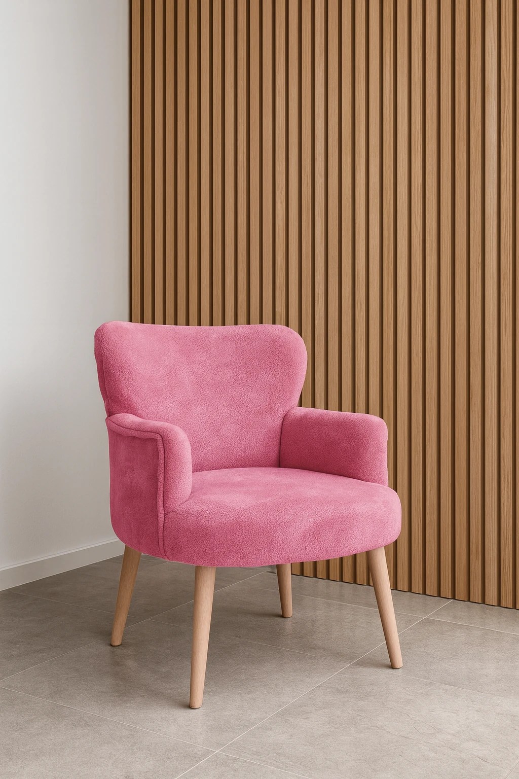 Roma - Welsoft Kumaş Berjer Koltuk - Modern Şık - Pembe