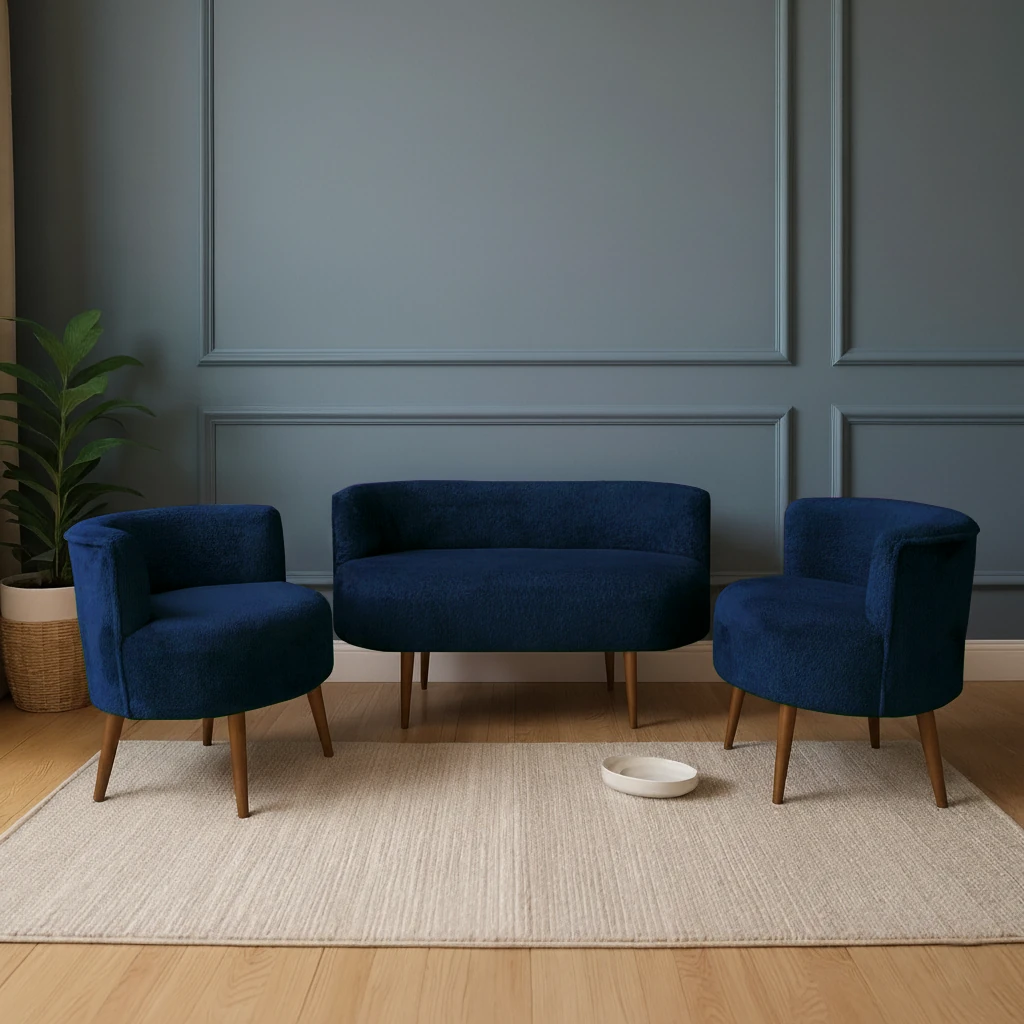 Sydney Modern Koltuk Takımı | Modern İskandinav Tarzı | Welsoft Yumuşak Kumaş | Lacivert