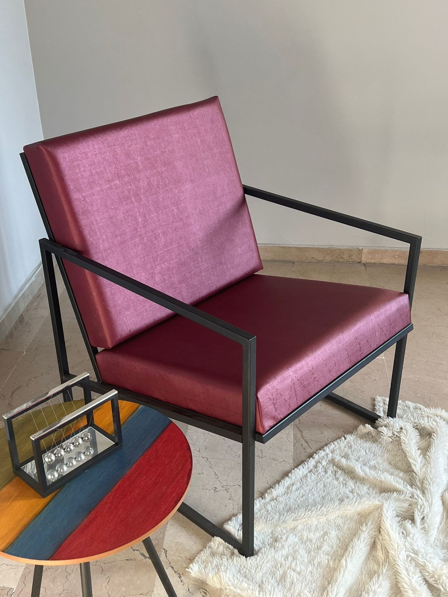 Metal Berjer, Balkon, Bahçe, Ofis Tekli Koltuk, Deri